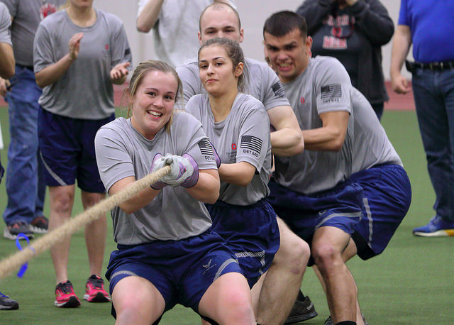 Cadets play tug of war